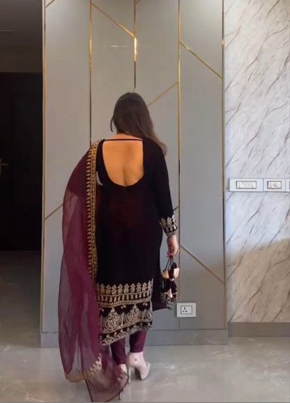 Matrut  | Sakhi Burgundy Straight Suit