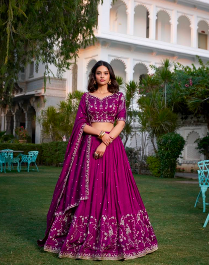 Matrut | Vichitra Magenta Lehenga