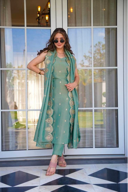 Matrut  | Albeli Mint Green Straight Suit
