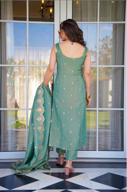 Matrut  | Albeli Mint Green Straight Suit