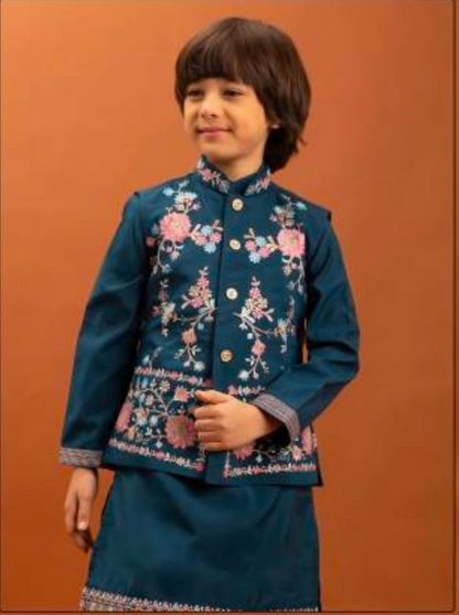 Matrut | Clleora Peacock Blue Boy Kurta Set