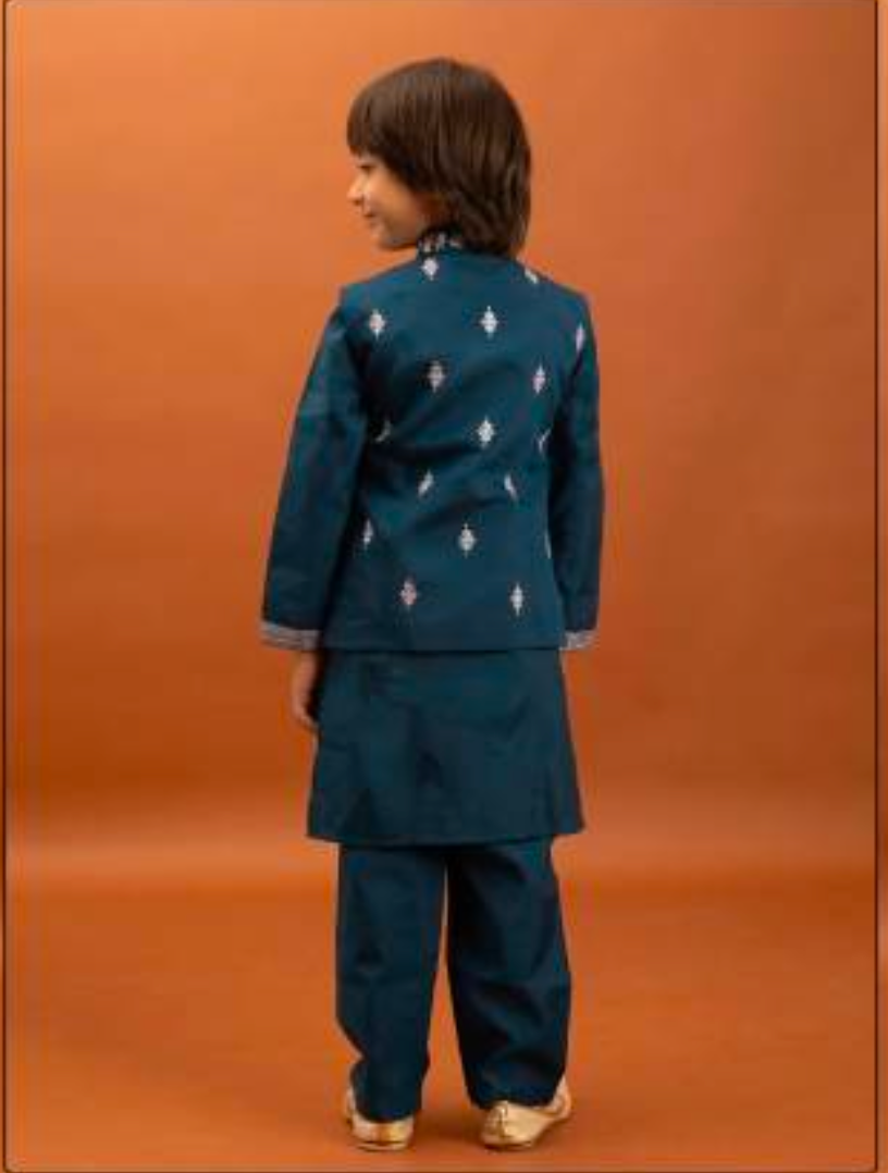 Matrut | Clleora Peacock Blue Boy Kurta Set
