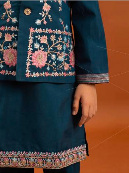 Matrut | Clleora Peacock Blue Boy Kurta Set