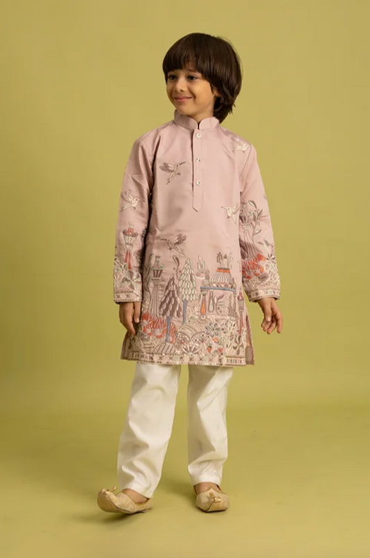 Matrut | Vantara Powder Pink Boy Kurta Set