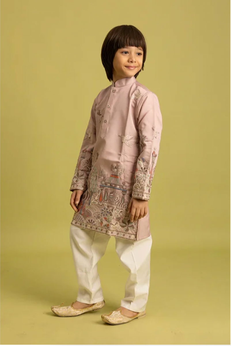 Matrut | Vantara Powder Pink Boy Kurta Set