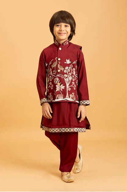 Matrut | Shahi Maroon Boy Kurta Set