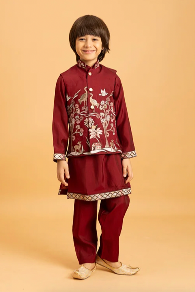 Matrut | Shahi Maroon Boy Kurta Set
