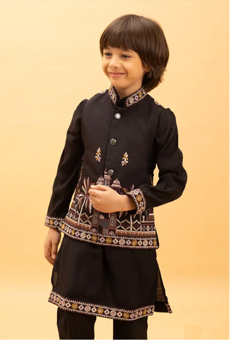Matrut | Junior Jashn Black Boy Kurta Set