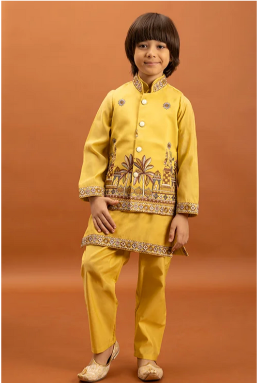 Matrut | Junior Jashn Yellow Boy Kurta Set