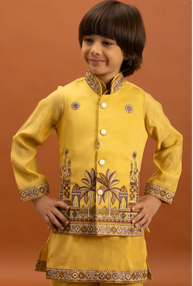 Matrut | Junior Jashn Yellow Boy Kurta Set
