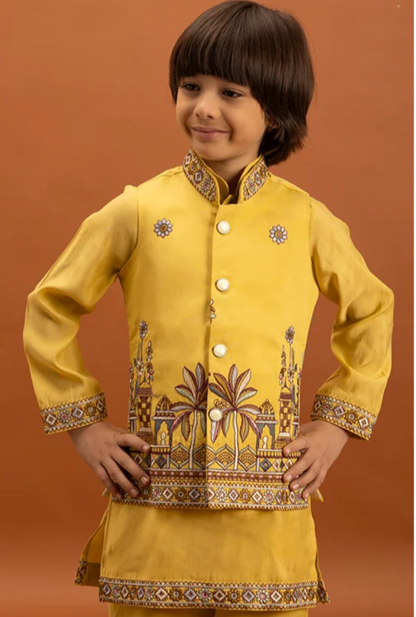Matrut | Junior Jashn Yellow Boy Kurta Set