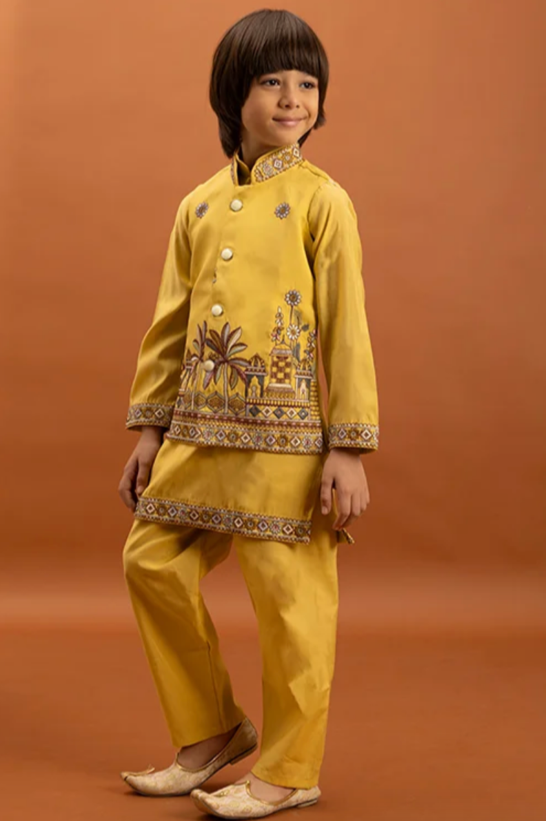Matrut | Junior Jashn Yellow Boy Kurta Set
