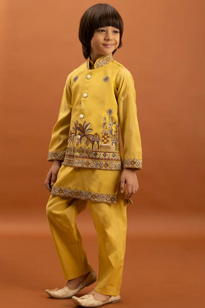 Matrut | Junior Jashn Yellow Boy Kurta Set