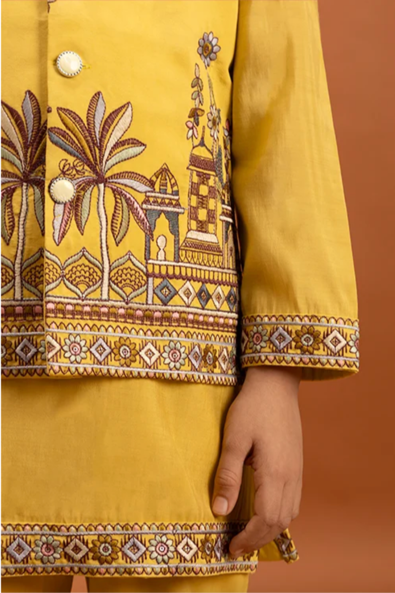 Matrut | Junior Jashn Yellow Boy Kurta Set