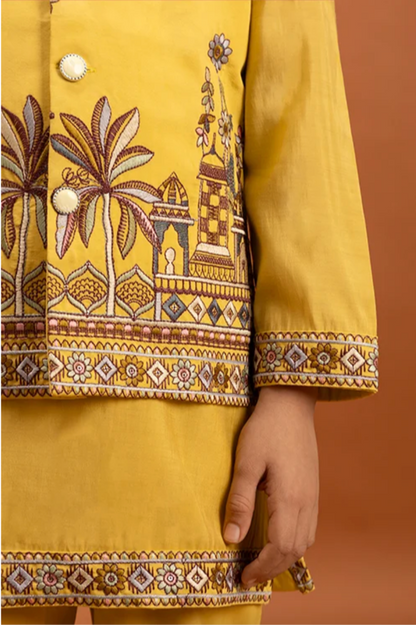 Matrut | Junior Jashn Yellow Boy Kurta Set