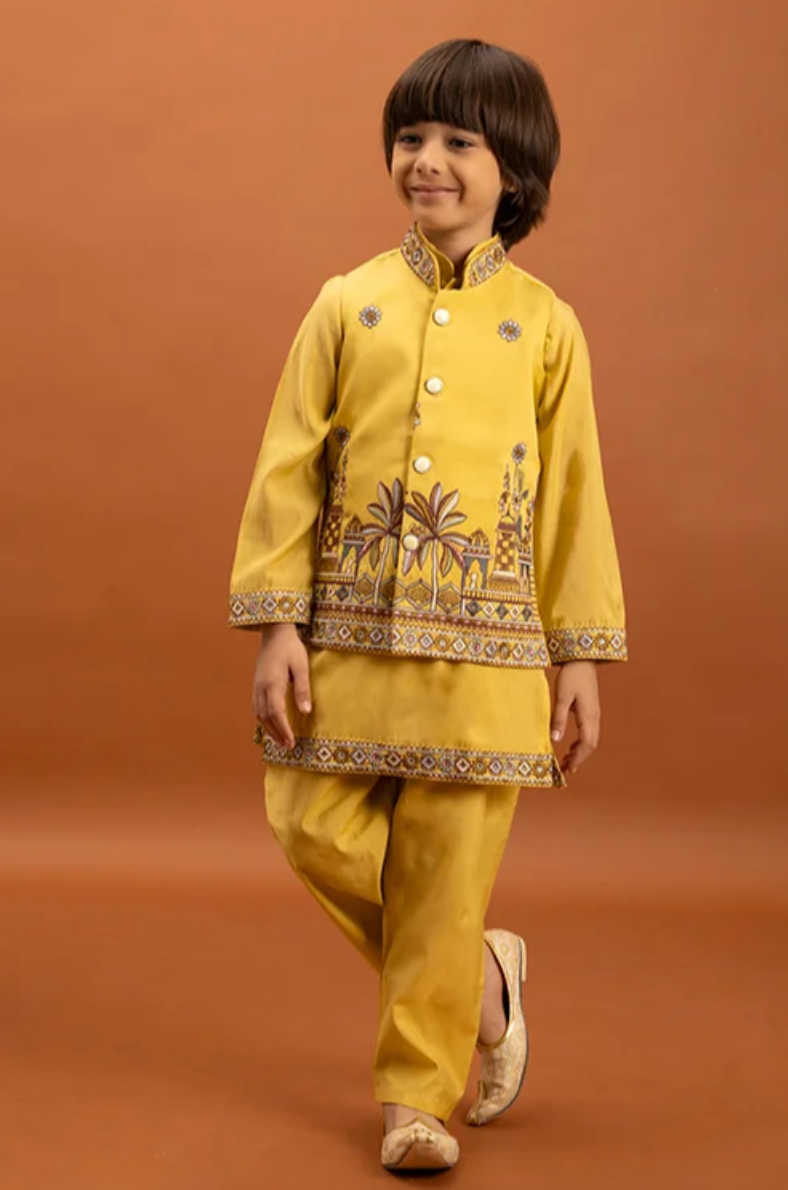 Matrut | Junior Jashn Yellow Boy Kurta Set