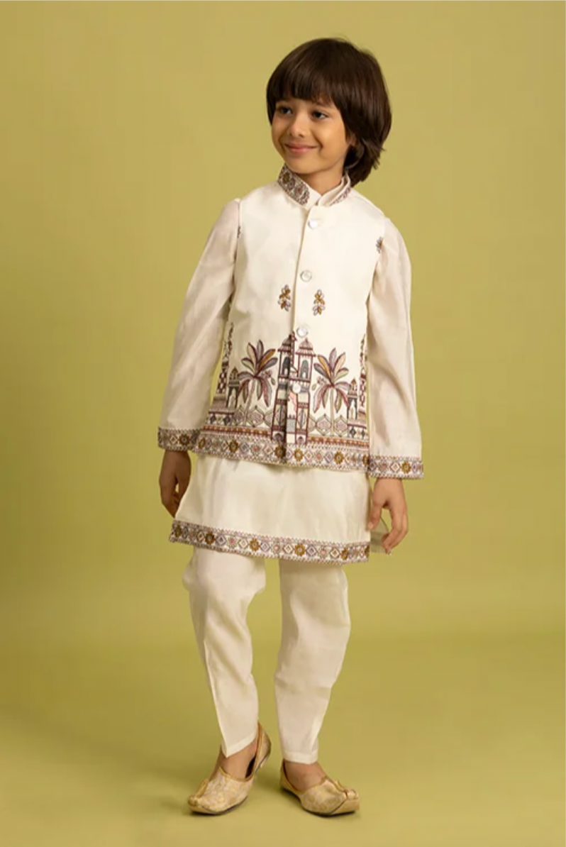 Matrut | Junior Jashn White Boy Kurta Set