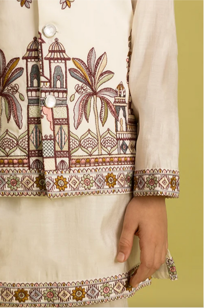 Matrut | Junior Jashn White Boy Kurta Set