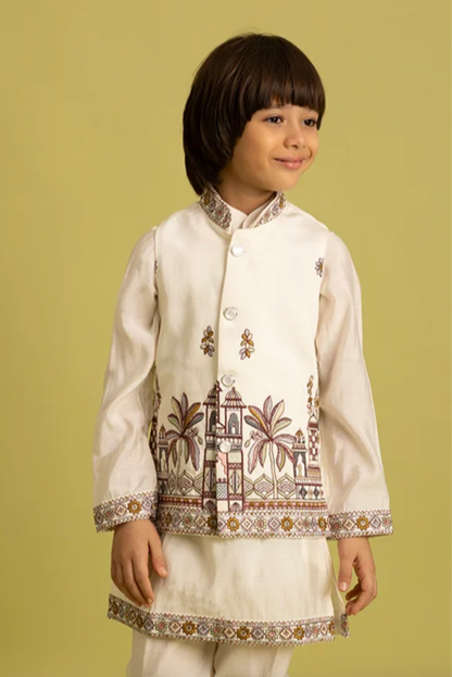 Matrut | Junior Jashn White Boy Kurta Set