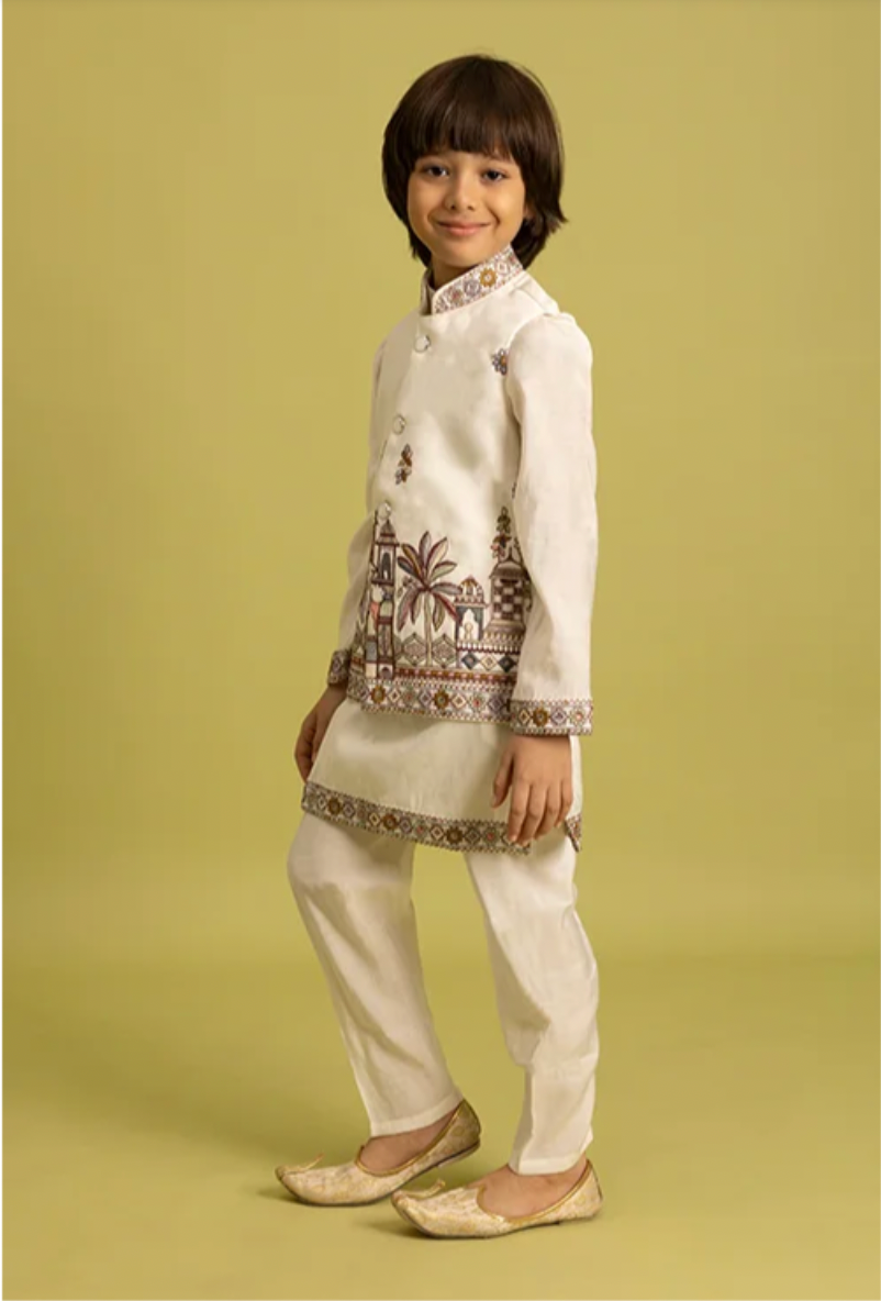 Matrut | Junior Jashn White Boy Kurta Set