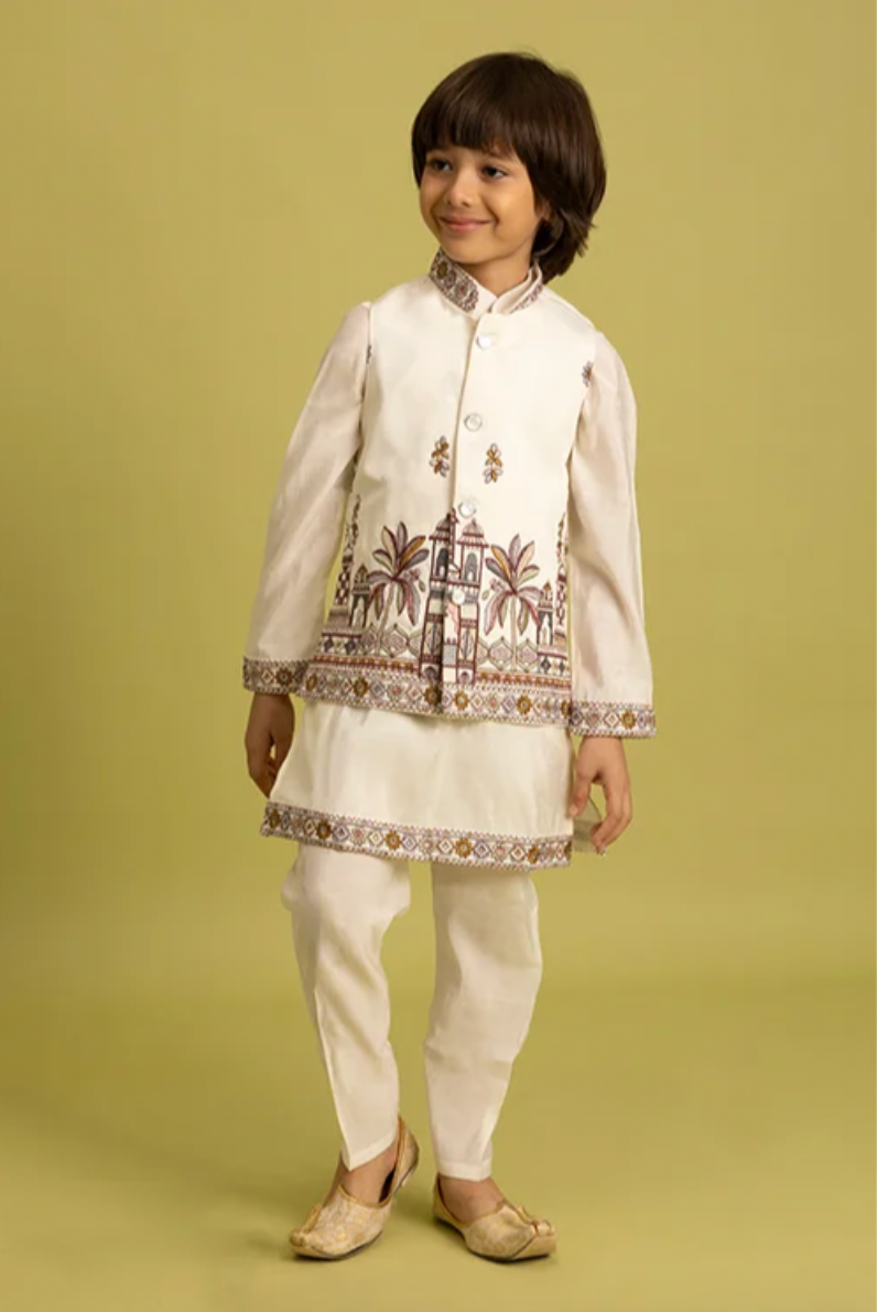 Matrut | Junior Jashn White Boy Kurta Set