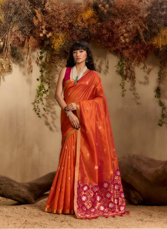 Matrut | Kanoi Orange Silk Saree