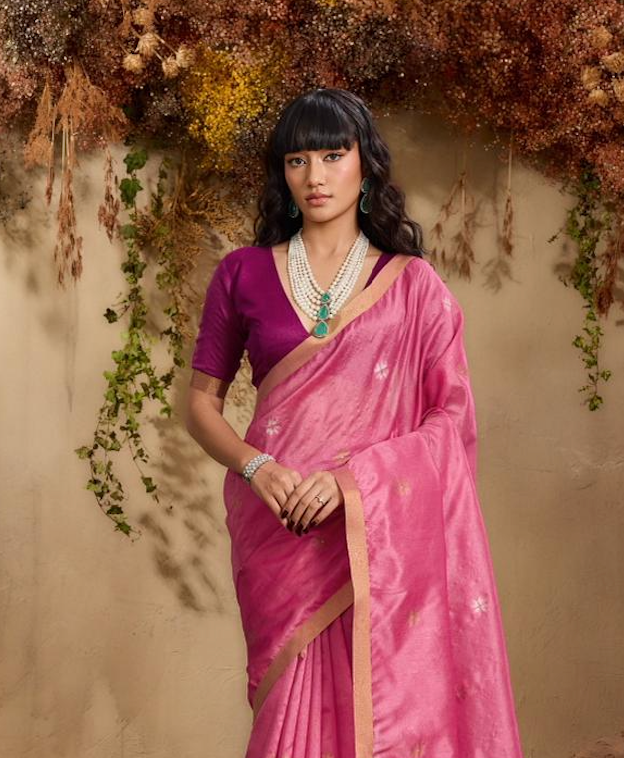 Matrut | Kanoi Pink Silk Saree