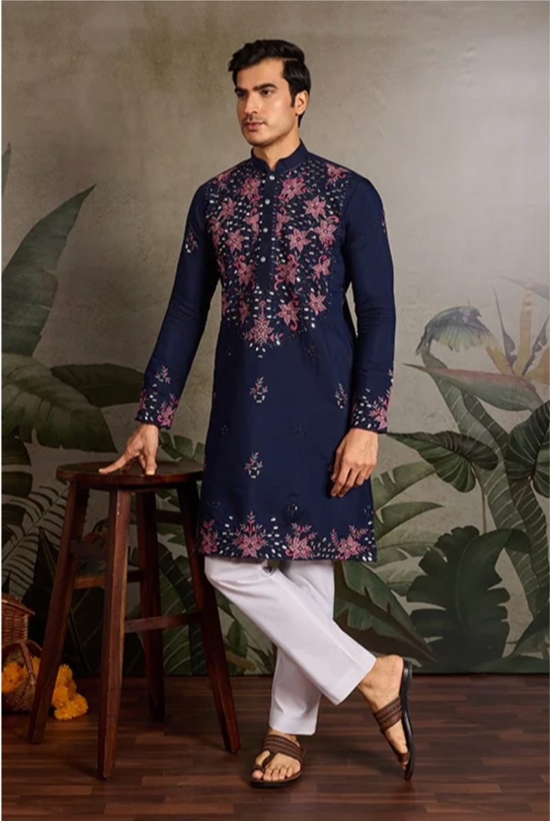 Hasta Navy Blue Kurta Set
