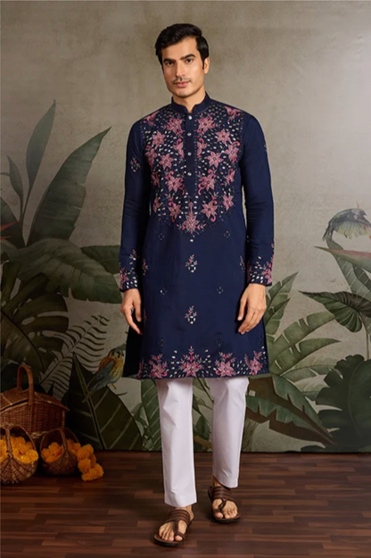 Hasta Navy Blue Kurta Set
