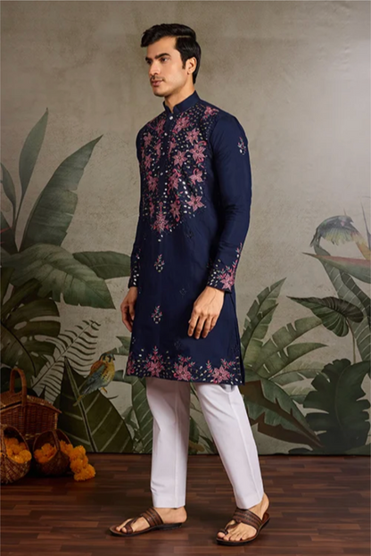 Hasta Navy Blue Kurta Set