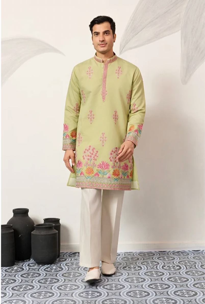 Muhrat Pista Green Kurta Set