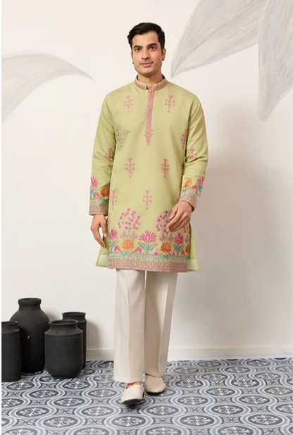 Muhrat Pista Green Kurta Set