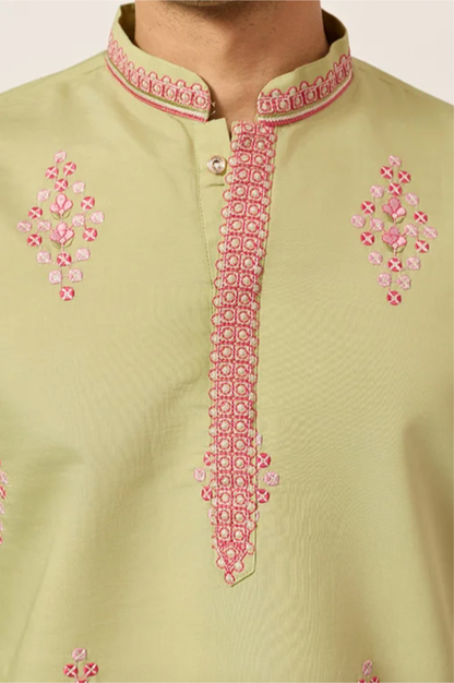 Muhrat Pista Green Kurta Set