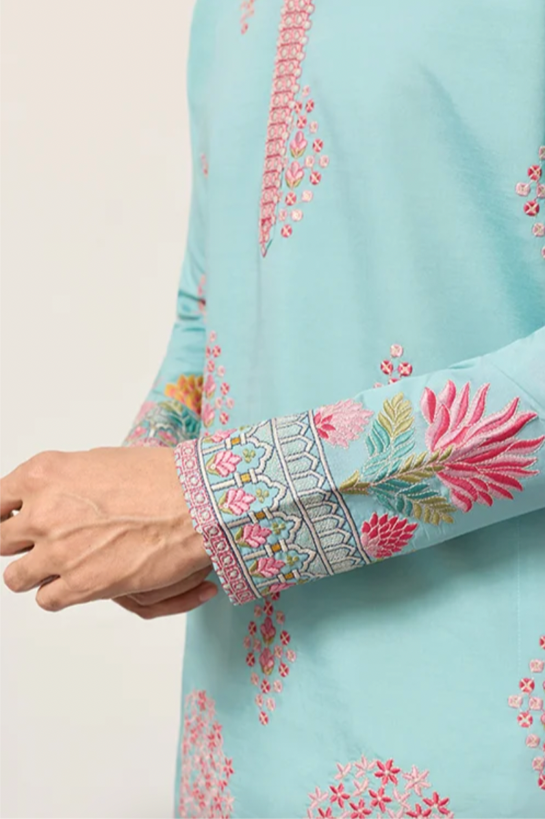 Muhrat Sky Blue Kurta Set