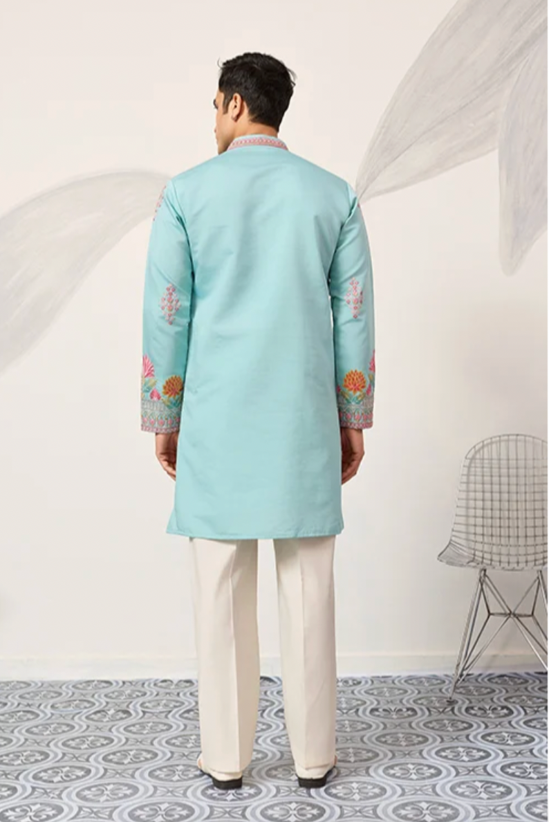 Muhrat Sky Blue Kurta Set