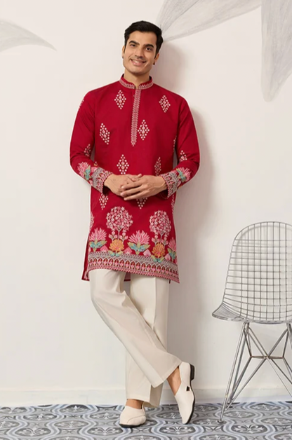 Muhrat Red Kurta Set