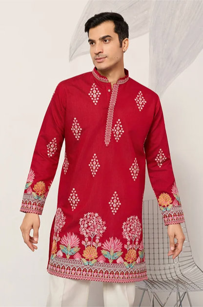 Muhrat Red Kurta Set