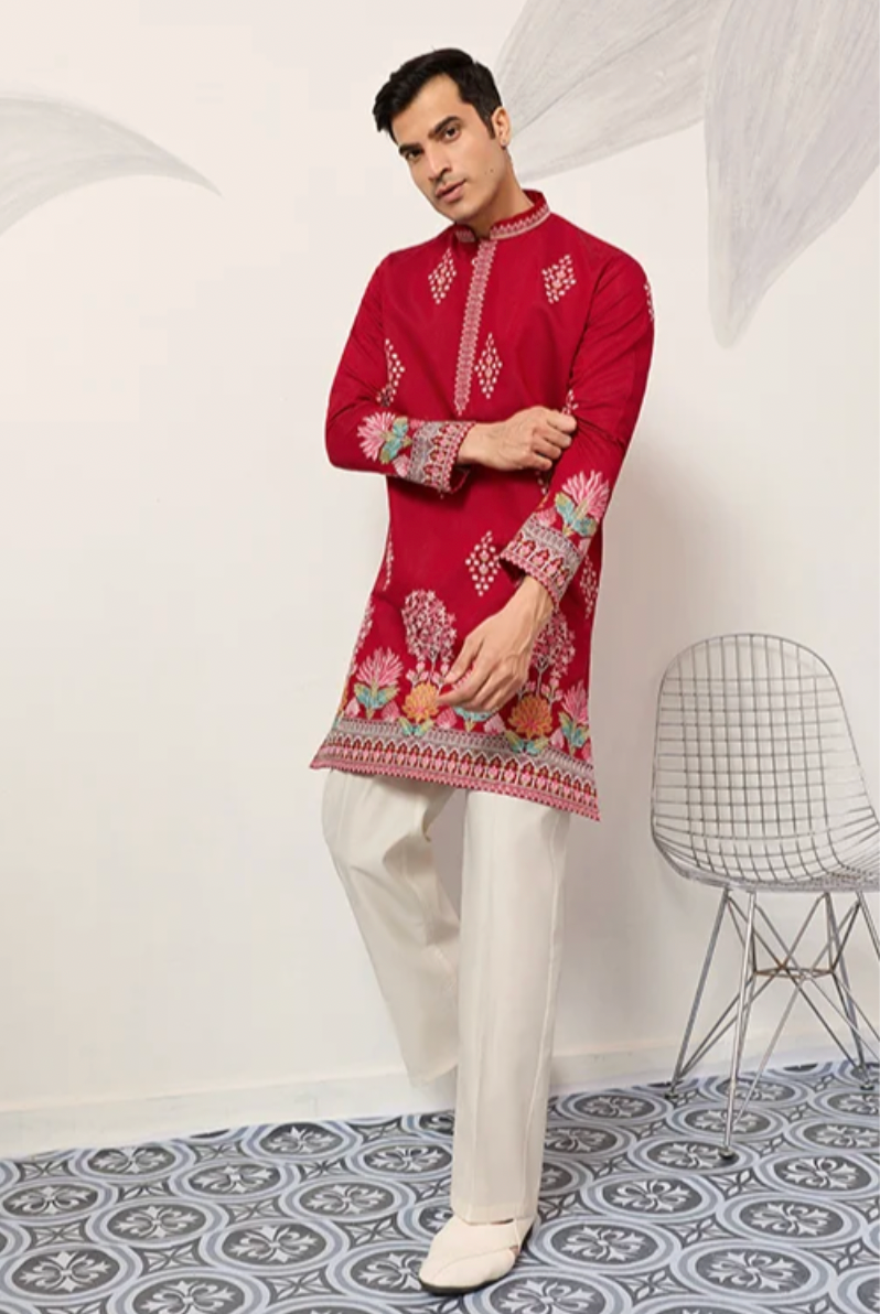 Muhrat Red Kurta Set
