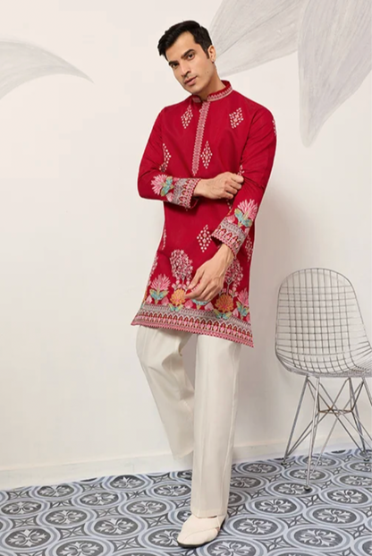 Muhrat Red Kurta Set