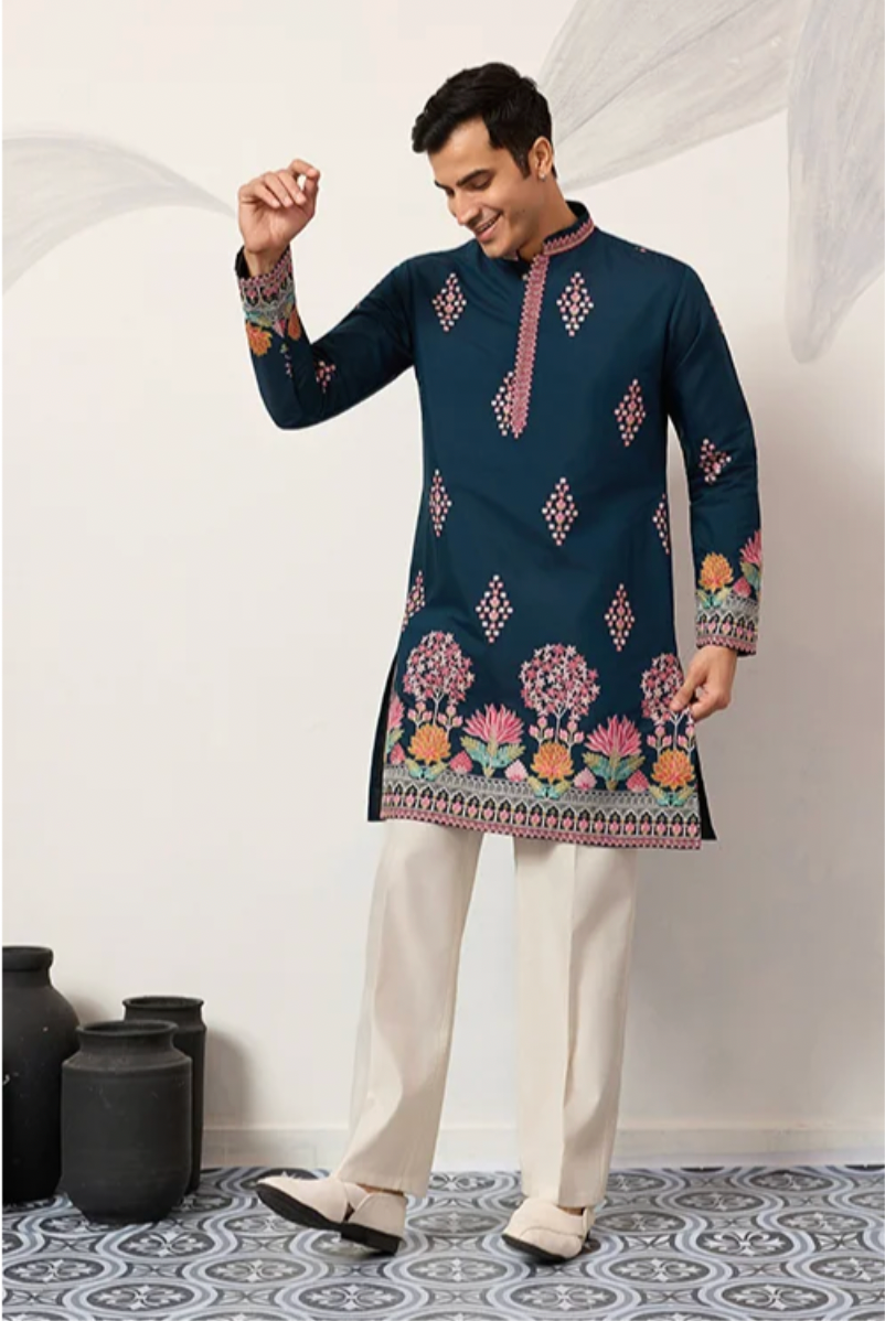 Muhrat Teal Blue Kurta Set