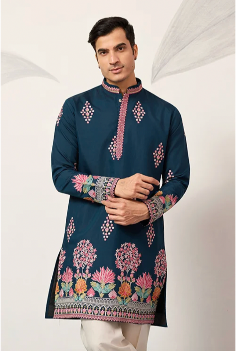 Muhrat Teal Blue Kurta Set