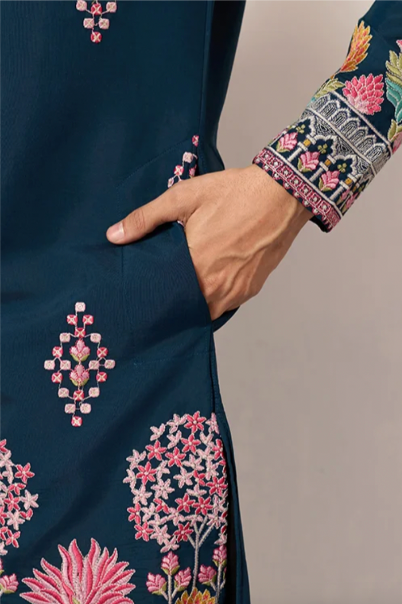 Muhrat Teal Blue Kurta Set