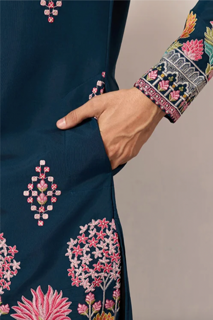Muhrat Teal Blue Kurta Set