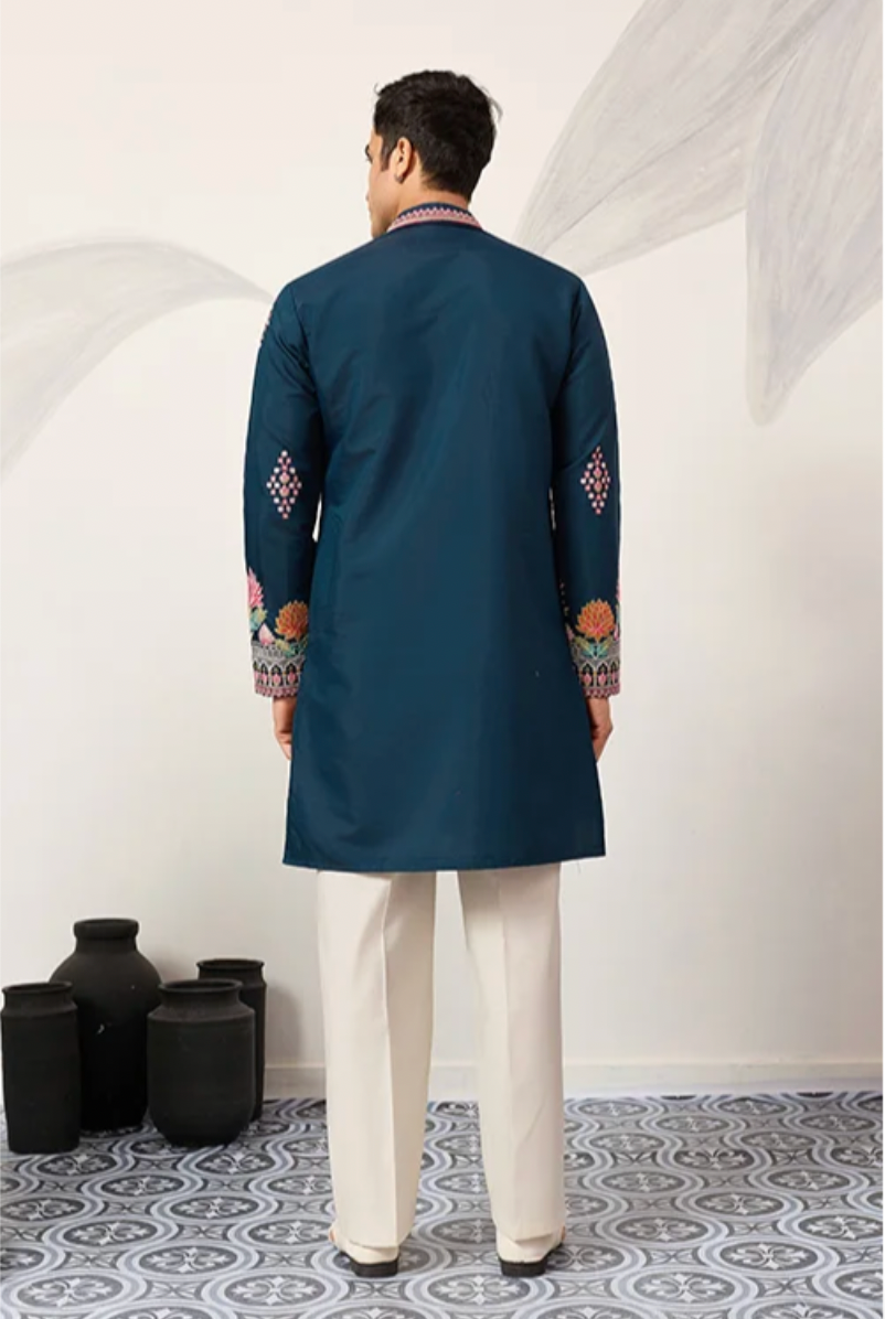 Muhrat Teal Blue Kurta Set