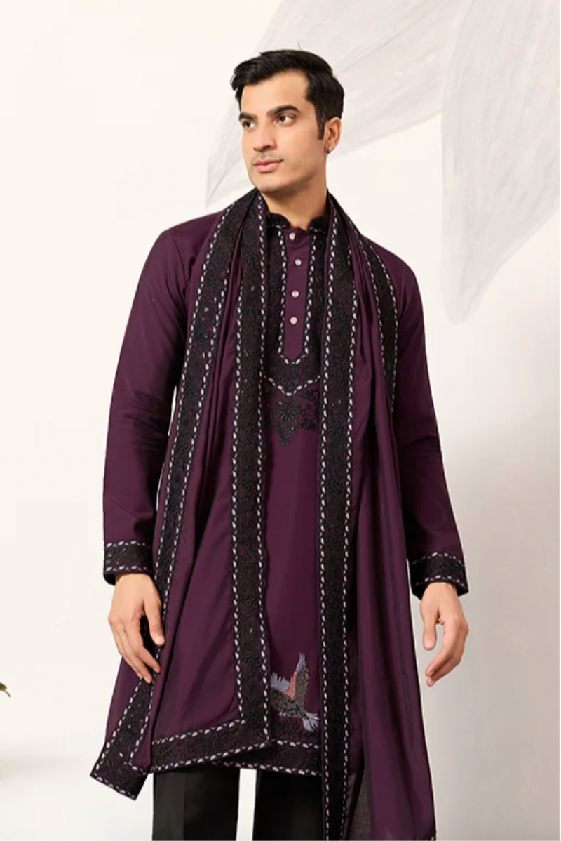Raunak Wine Kurta Set