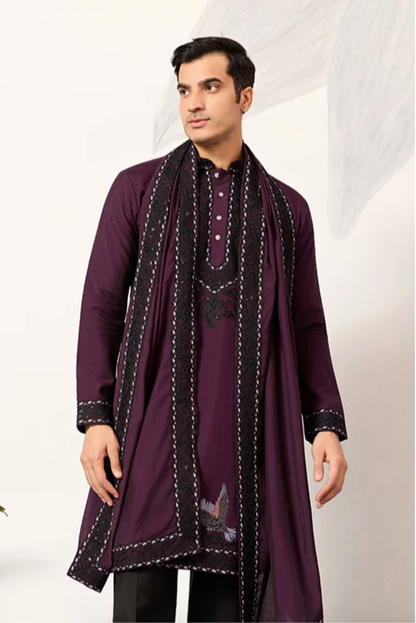 Raunak Wine Kurta Set