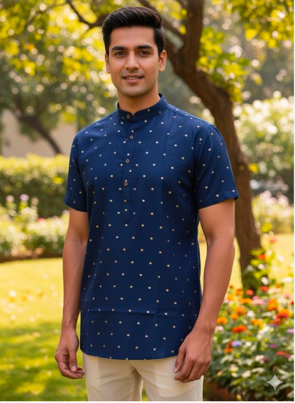 Matrut | Milap Navy Blue Short Kurta