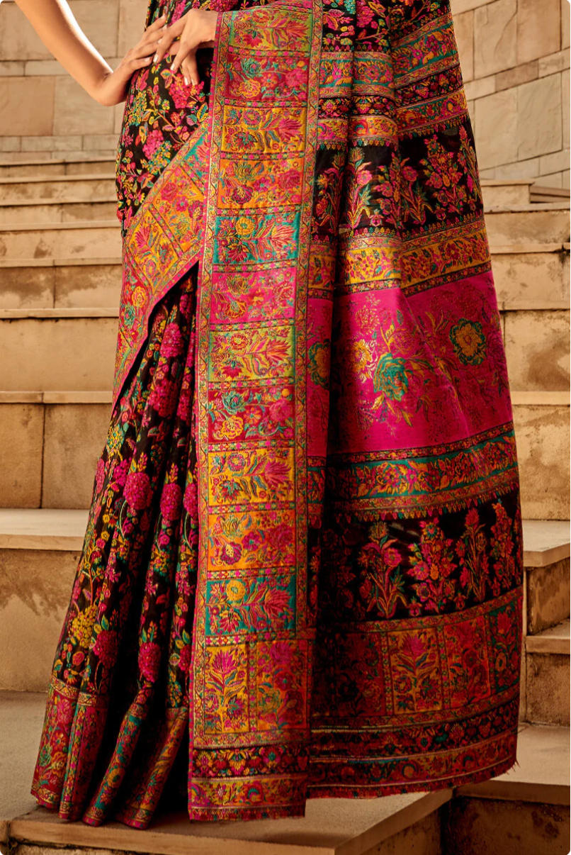 Gulkaar Black Modal Silk Saree