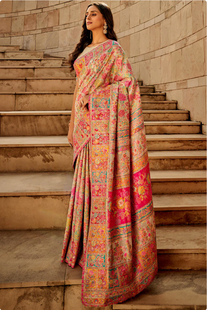 Gulkaar Beige Modal Silk Saree