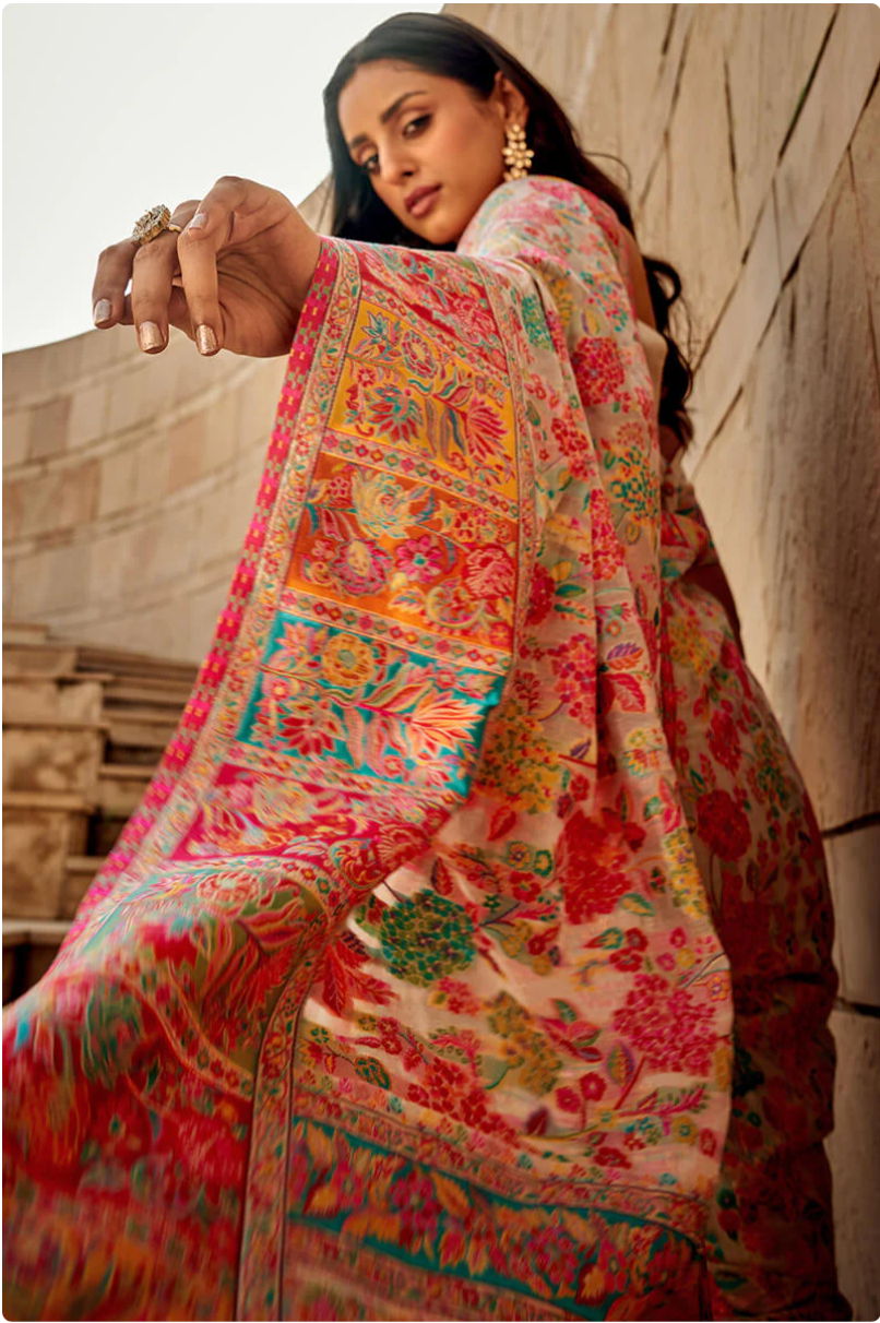 Gulkaar Beige Modal Silk Saree